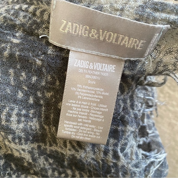 Zadig & Voltaire Blue Gray Scarf - Picture 3 of 6